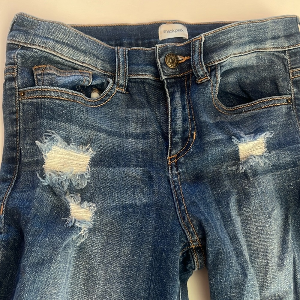 Sneakpeek- distressed mid-rise jeans (Size 5)